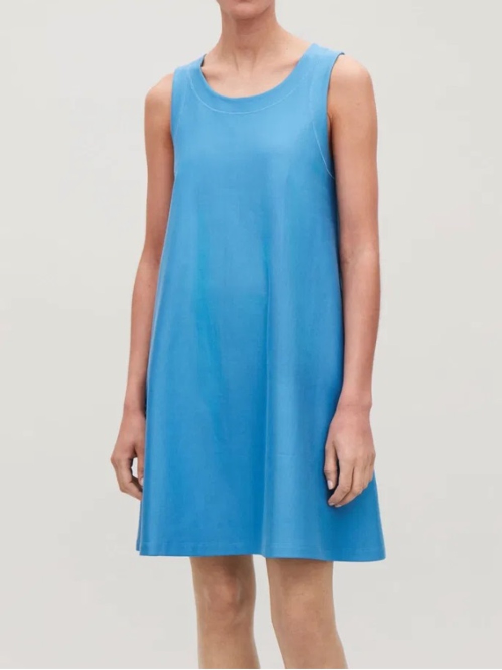 COS Short Jersey A-Line Dress Shift Dress in Blue Medium